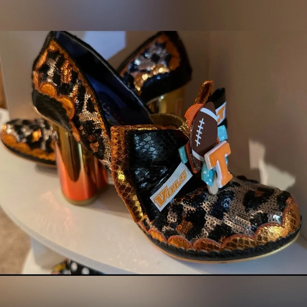 hand embellished statement concept heels University of Tennessee theme, size9/40